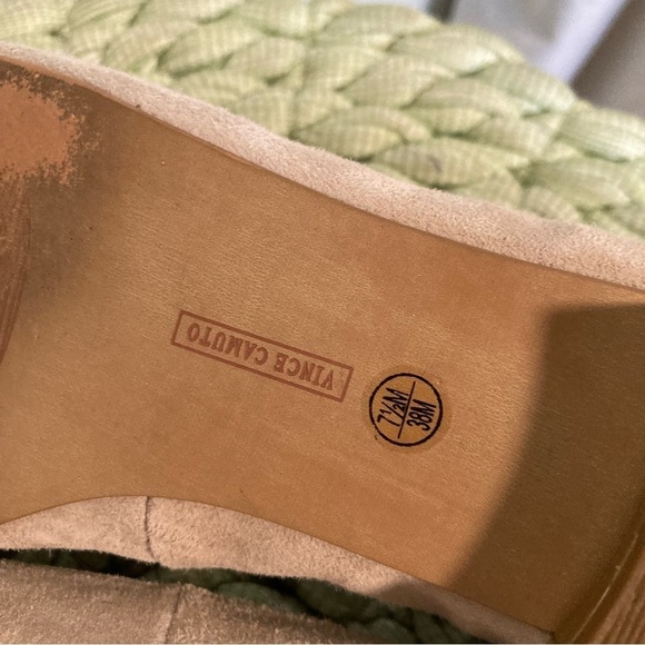 Vince Camuto Attera Cream Tipsy Taupe Suede Ankle Wrap Round Toe Flats - Picture 6 of 8